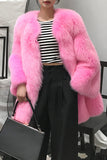 Hot Pink Xaile Lapela Oversized Faux Fur Women Coat