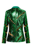 Sparkly Verde Escuro Sequins Mulheres Blazer Festa