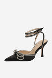 Sandálias Rhinestone Black Party Pointed Toe Stiletto