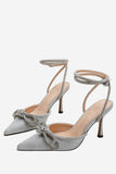 Sandálias Rhinestone Black Party Pointed Toe Stiletto