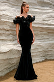 Sereia Negra Merengue Folhos Vestido Formal