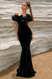Sereia Negra Merengue Folhos Vestido Formal