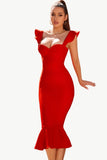 Red Sweetheart Sereia Midi Corset Cocktail Dress