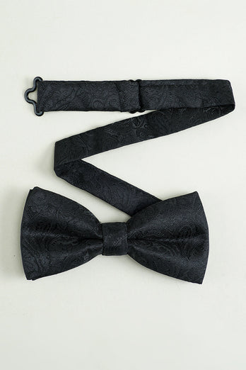 Conjunto quadrado de bolso de gravata jacquard satin preto