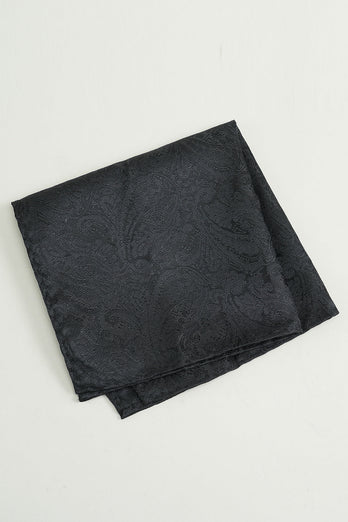 Conjunto quadrado de bolso de gravata jacquard satin preto