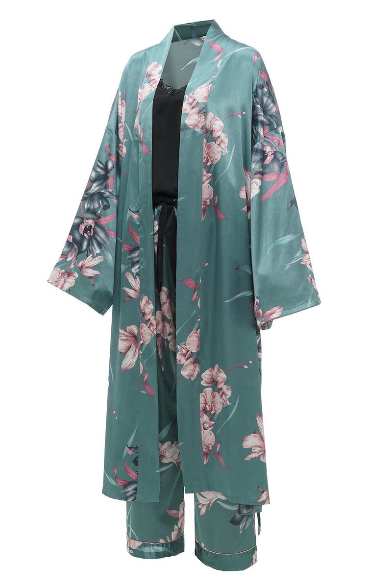Carregar imagem no visualizador da galeria, Conjuntos de robe de dama de honra floral verde