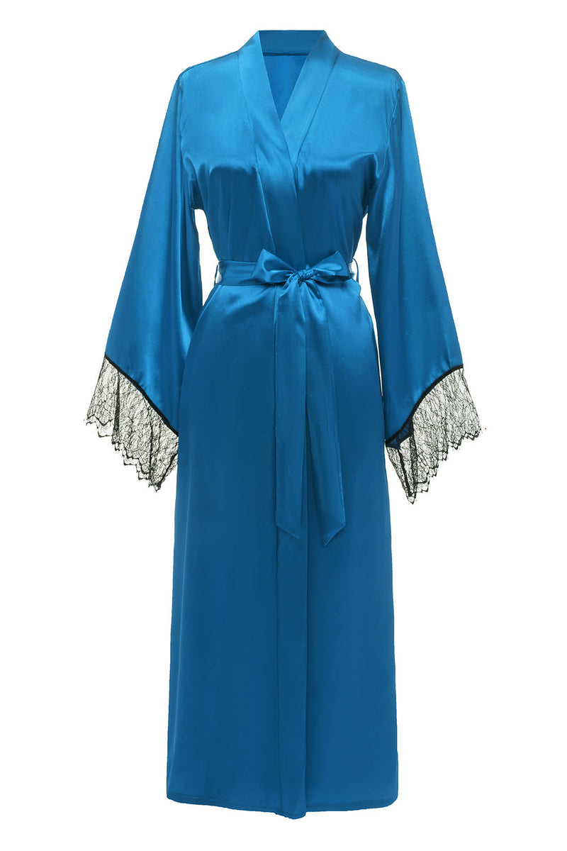 Carregar imagem no visualizador da galeria, Robe bridesamaid azul com renda