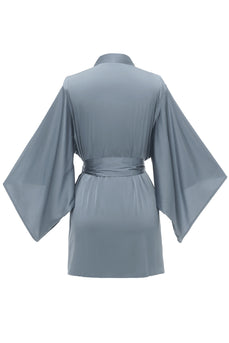 Robe de dama de honra cinza azul sólido