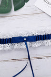Royal Blue Lace Beaded Wedding Garter