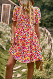 Fora do Ombro Preto Floral Vestido de Verão