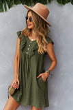 Amarelo Boho Vestido de Verão Com Babados