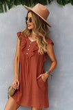 Amarelo Boho Vestido de Verão Com Babados