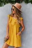 Amarelo Boho Vestido de Verão Com Babados