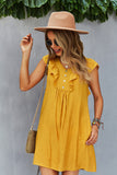 Amarelo Boho Vestido de Verão Com Babados