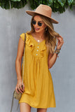 Amarelo Boho Vestido de Verão Com Babados