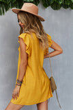 Amarelo Boho Vestido de Verão Com Babados