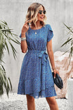 Azul Floral Boho Vestido de Verão