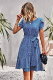 Azul Floral Boho Vestido de Verão