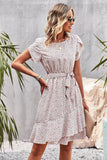 Azul Floral Boho Vestido de Verão