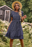 Azul Floral Boho Vestido de Verão