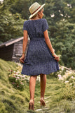 Azul Floral Boho Vestido de Verão