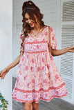 Azul Vestido de Verão Boho Gola em V