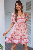 Azul Vestido de Verão Boho Gola em V