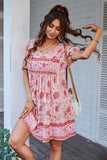 Azul Vestido de Verão Boho Gola em V