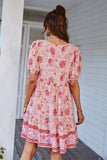 Azul Vestido de Verão Boho Gola em V