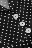 Preto Vintage Pontos de Polka Vestido de Menina