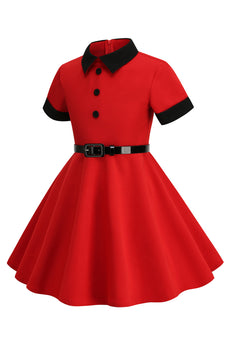 Vermelho Vintage Vestidos de Menina