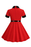 Vermelho Vintage Vestidos de Menina