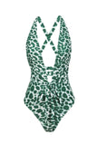 Uma Peça Leopard Estampado Castanho Fato de Banho com Saia de Praia