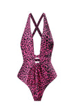 Uma Peça Leopard Estampado Castanho Fato de Banho com Saia de Praia