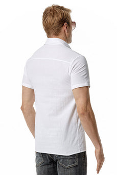 Casual Clássico Polo Masculino com Mangas Curtas