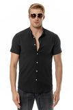 Casual Camisa Mangas Curtas Verão Preto