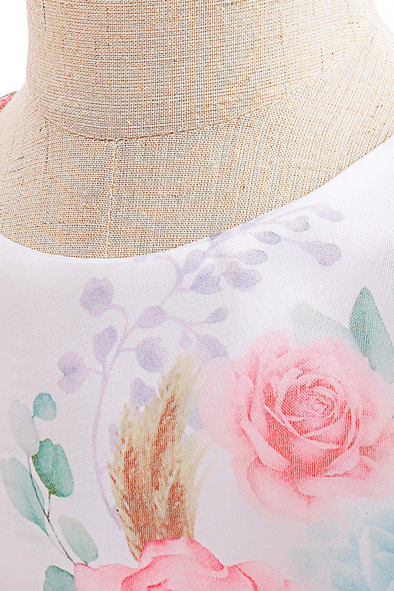 Carregar imagem no visualizador da galeria, Rosa Floral Impresso Um Vestido de Menina Linha