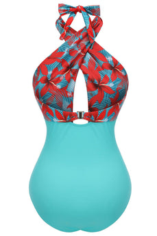 Halter Neck One Piece Cintura Alta Verde Swimwear