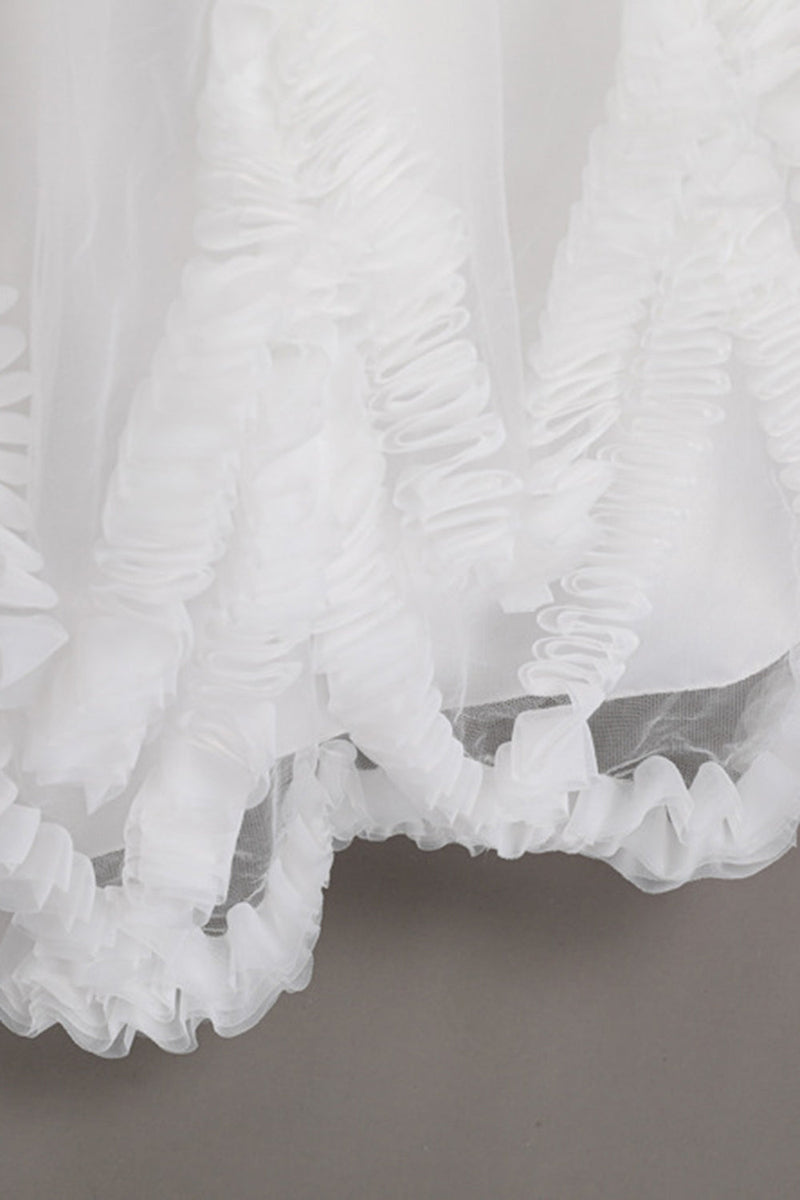 Carregar imagem no visualizador da galeria, Branco Gola em V Sem Mangas Vestido de Menina