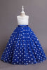Carregar imagem no visualizador da galeria, Vestido de Menina Azul A Line Pontos de Polka Tule