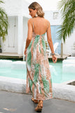 Folhas Verde Estampado Vestido Boho
