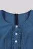Carregar imagem no visualizador da galeria, Azul Xadrez Vestido dos anos 1950 Com Babado