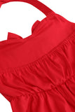 Halter Vermelho Vintage Vestido de Menina Com Arco