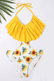 Halter Estampado Amarelo Fato de Banho