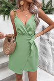 Verde Cinta de Corrente Vestido Curto de Verão