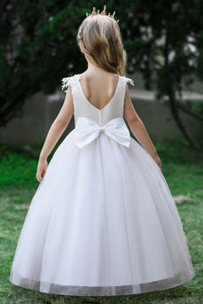 Vestido de Menina Flor Arco Branco