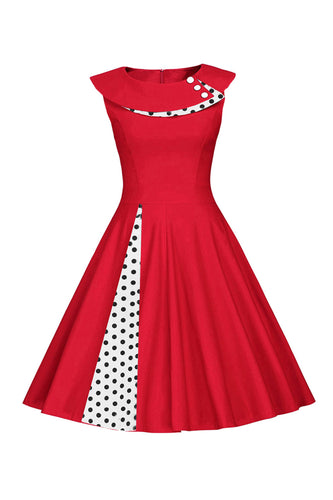 Pontos de Polka 1950s Vestido Vermelho