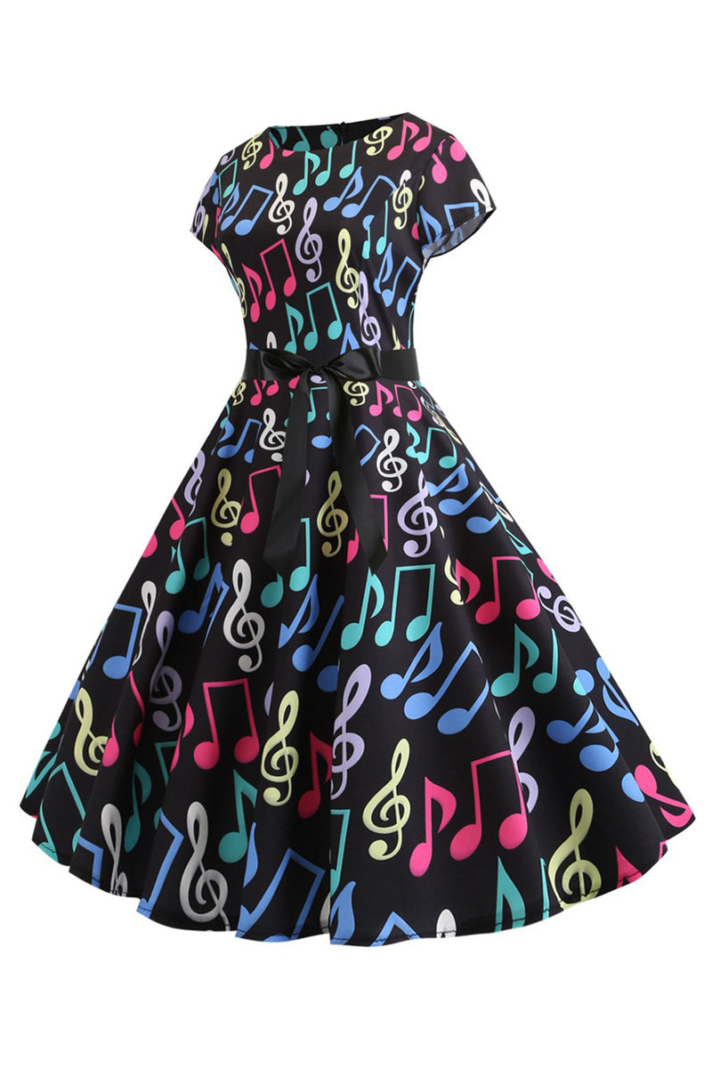 Carregar imagem no visualizador da galeria, Uma linha estampada Swing 1950s vestidos