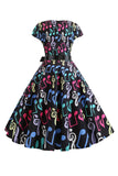 Uma linha estampada Swing 1950s vestidos