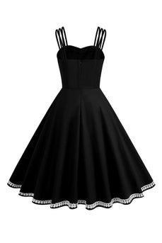 Hepburn estilo swing preto vestido vintage